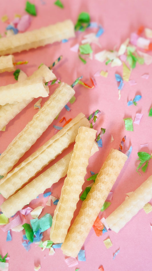 Beeswax Birthday Candles – Pack of 10 🎂✨